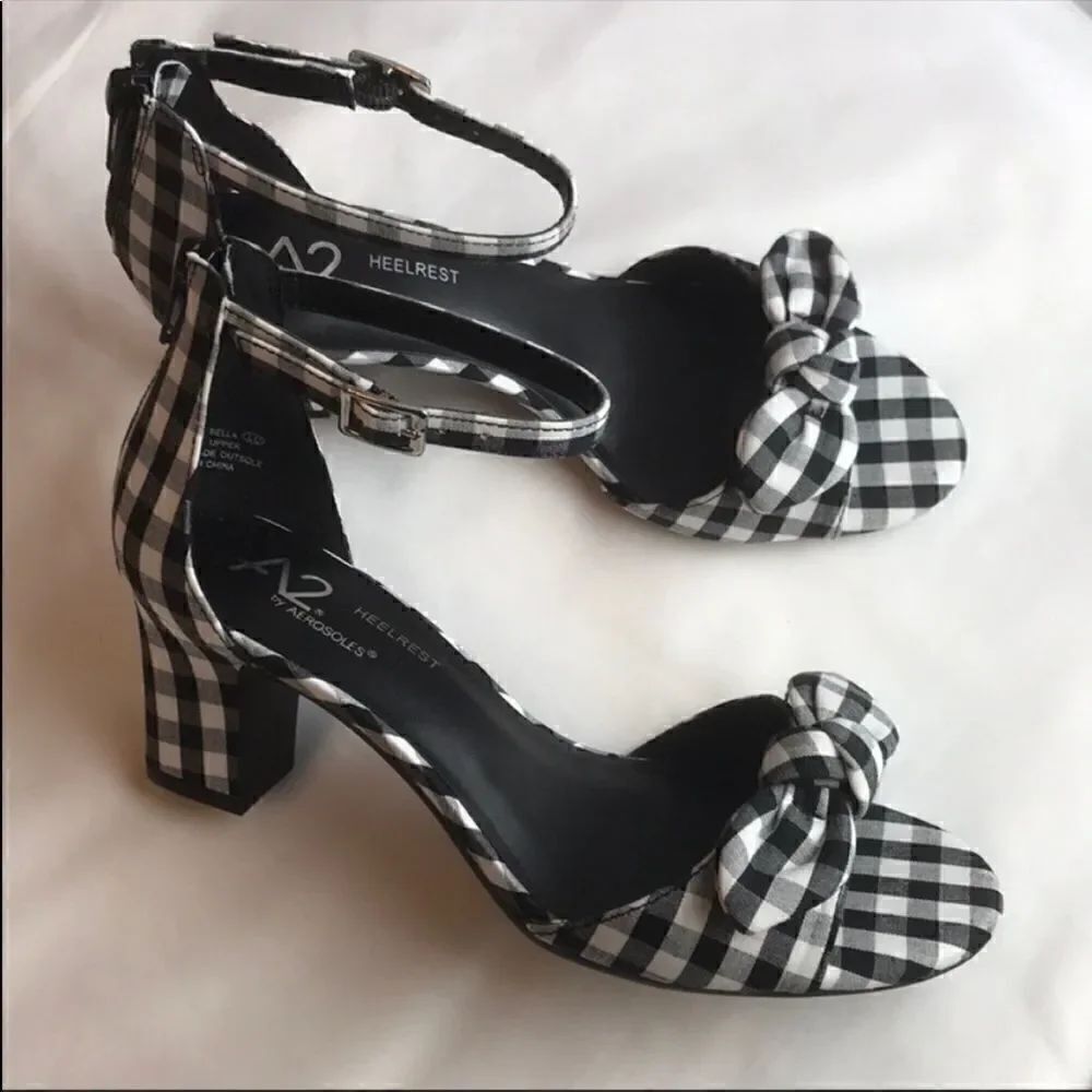 AEROSOLES BELLA BLACK AND WHITE SANDALS. …